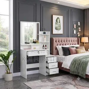 Dressers; Luxue White Dressing Vanity Table Set