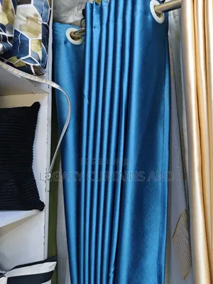 Blue Black Out Curtains With Sheer