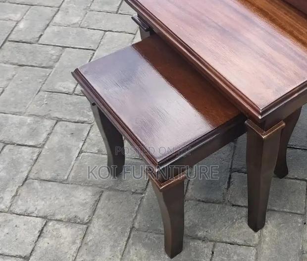 Coffee Table; Mahogany Nesting Coffee Table Set of 3 - thumbnail 3
