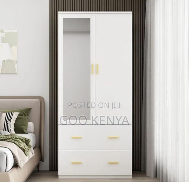 Home Wardrobe; Wooden Closet With Mirror Doors for Elegant Bedroom