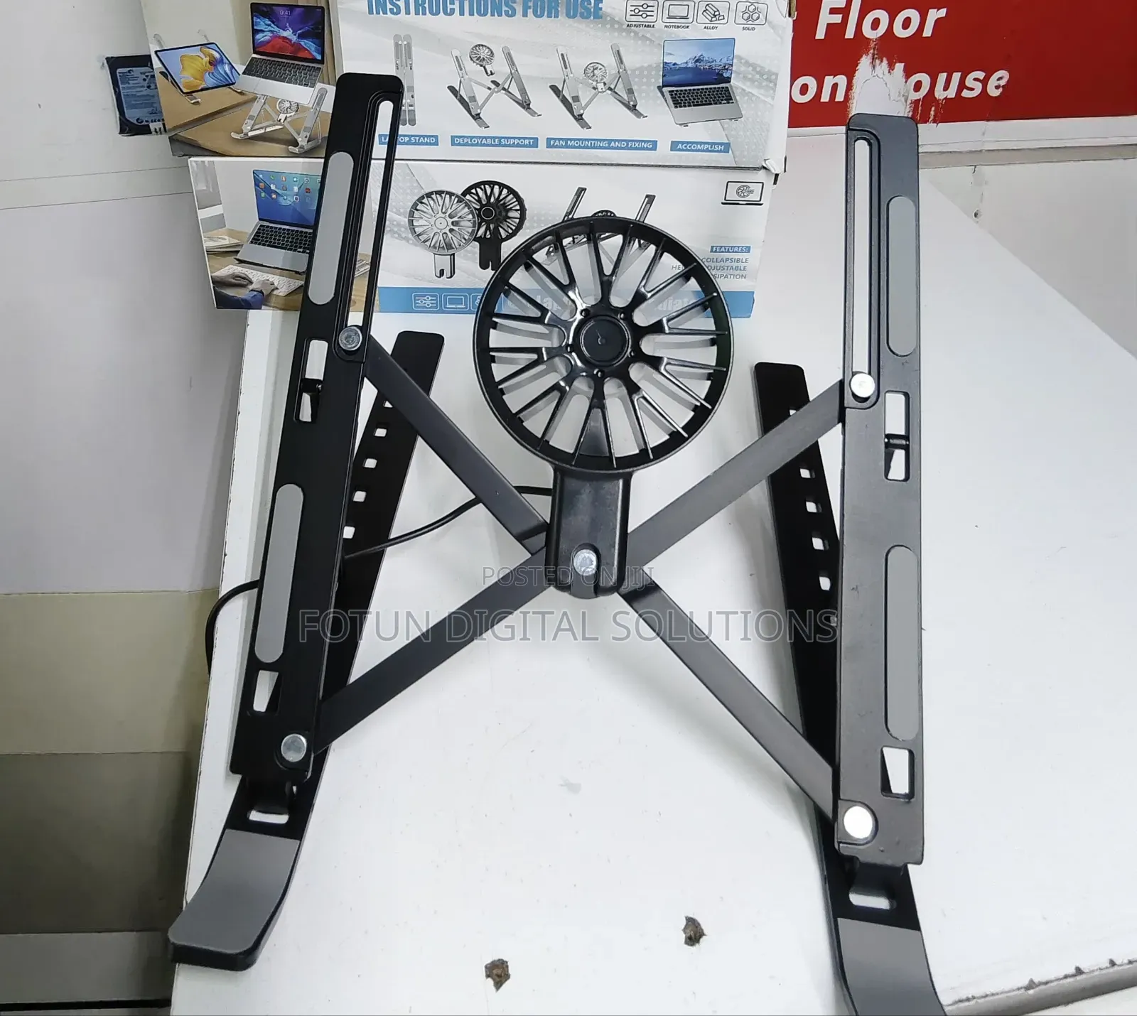 Portable Adjustable Laptop Stand With Single Cooling Fan