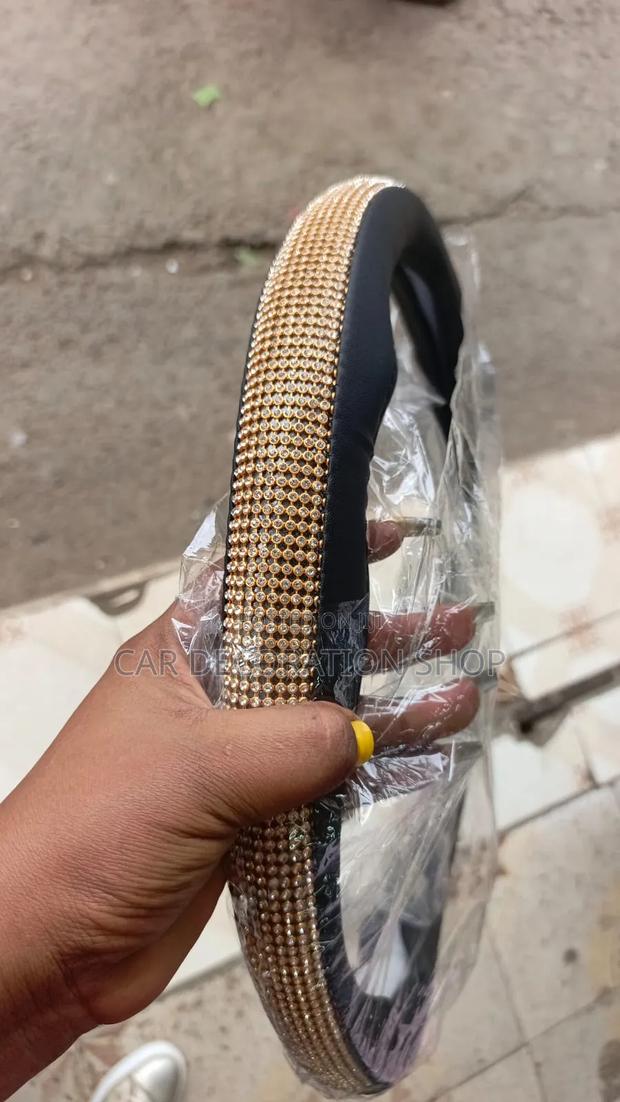 Gold Rhinestone Encrusted Steering Wheel Cover