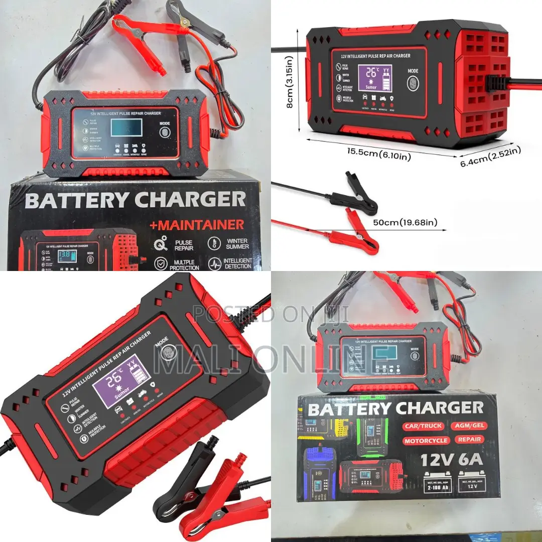 6a Battery Charger Pulse Repair LCD Smart Charger Lead Acid 12v 24v