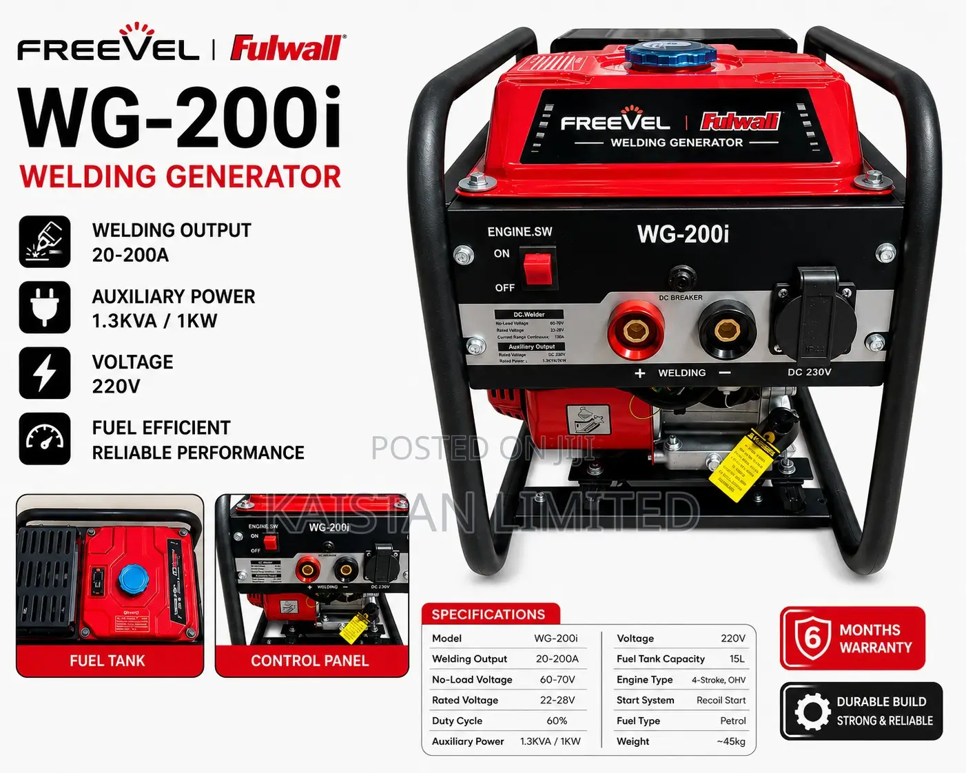 Freevel Wg-200i Petrol Welding Generator. 1.3kva Welding Machine