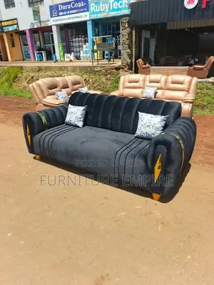 3 Seater Rectangular Sofa – Dark Gray With Yellow Accents