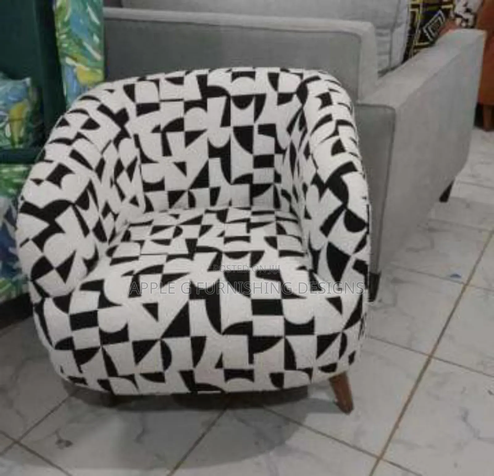Single Black And White Sofa Seat