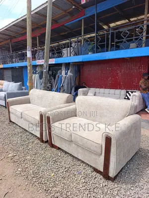 2 ,2 Seater Sofa Set Light Beige Upholstered With Permanent Back