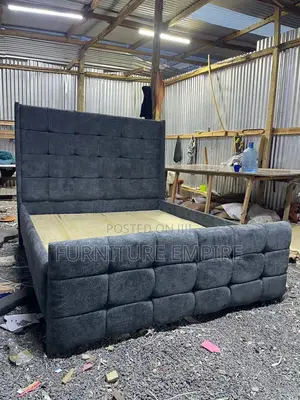 6 by 6 Dark Grey Chester Bed Tufted Velvet Frame