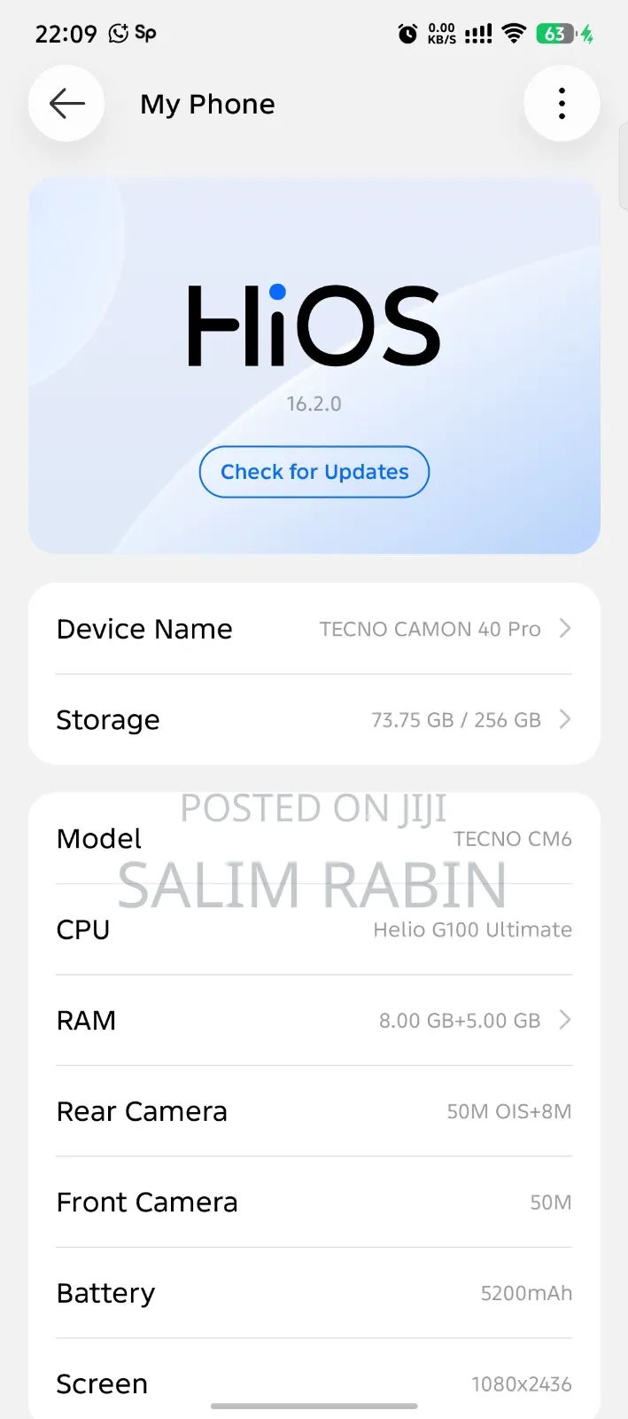 Tecno Camon 40 256 GB Blue