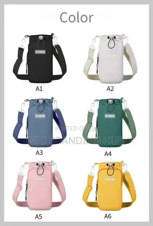 Water Bottle Draw String Bag Holder With Strap Crossbody I(Hbc