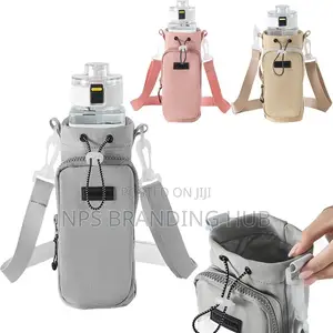 Water Bottle Draw String Bag Holder With Strap Crossbody I(Hbc