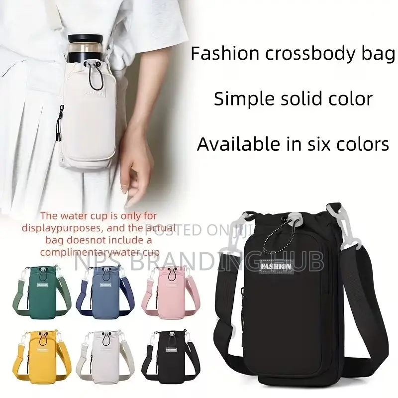 Water Bottle Draw String Bag Holder With Strap Crossbody I(Hbc