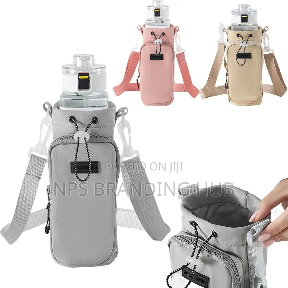 Water Bottle Draw String Bag Holder With Strap Crossbody I(Hbc
