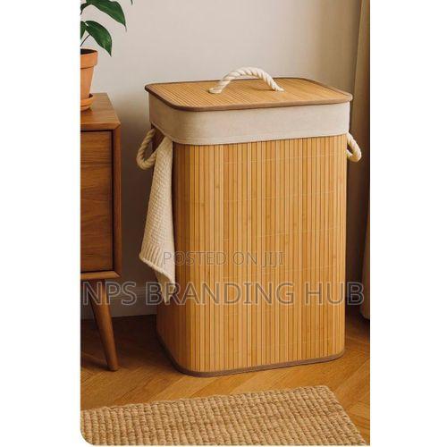 Bamboo Wooden Laundry Basket With Lid (Hbc