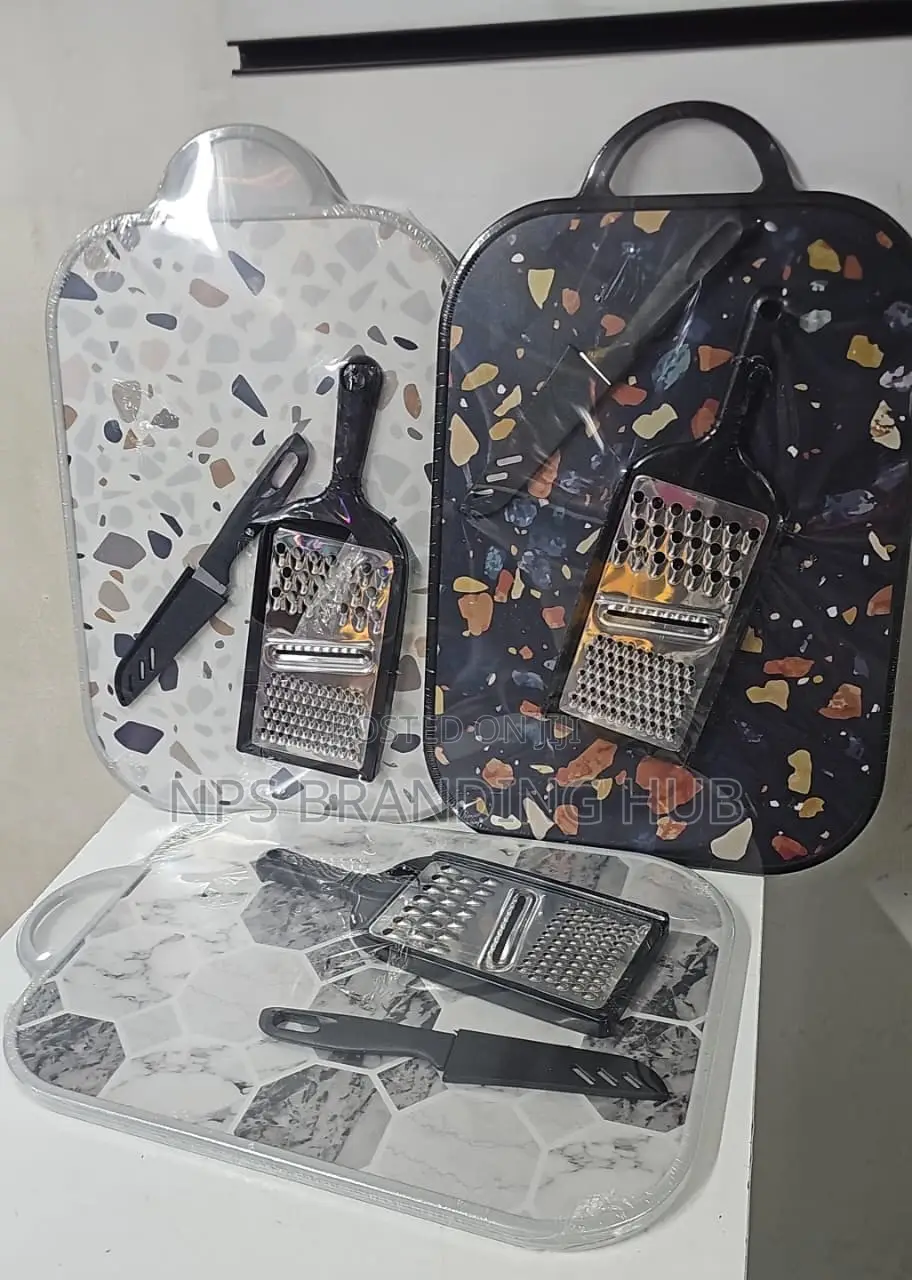 Cutting Board Set 37x24 Cm With Knife and Grater (Hbc
