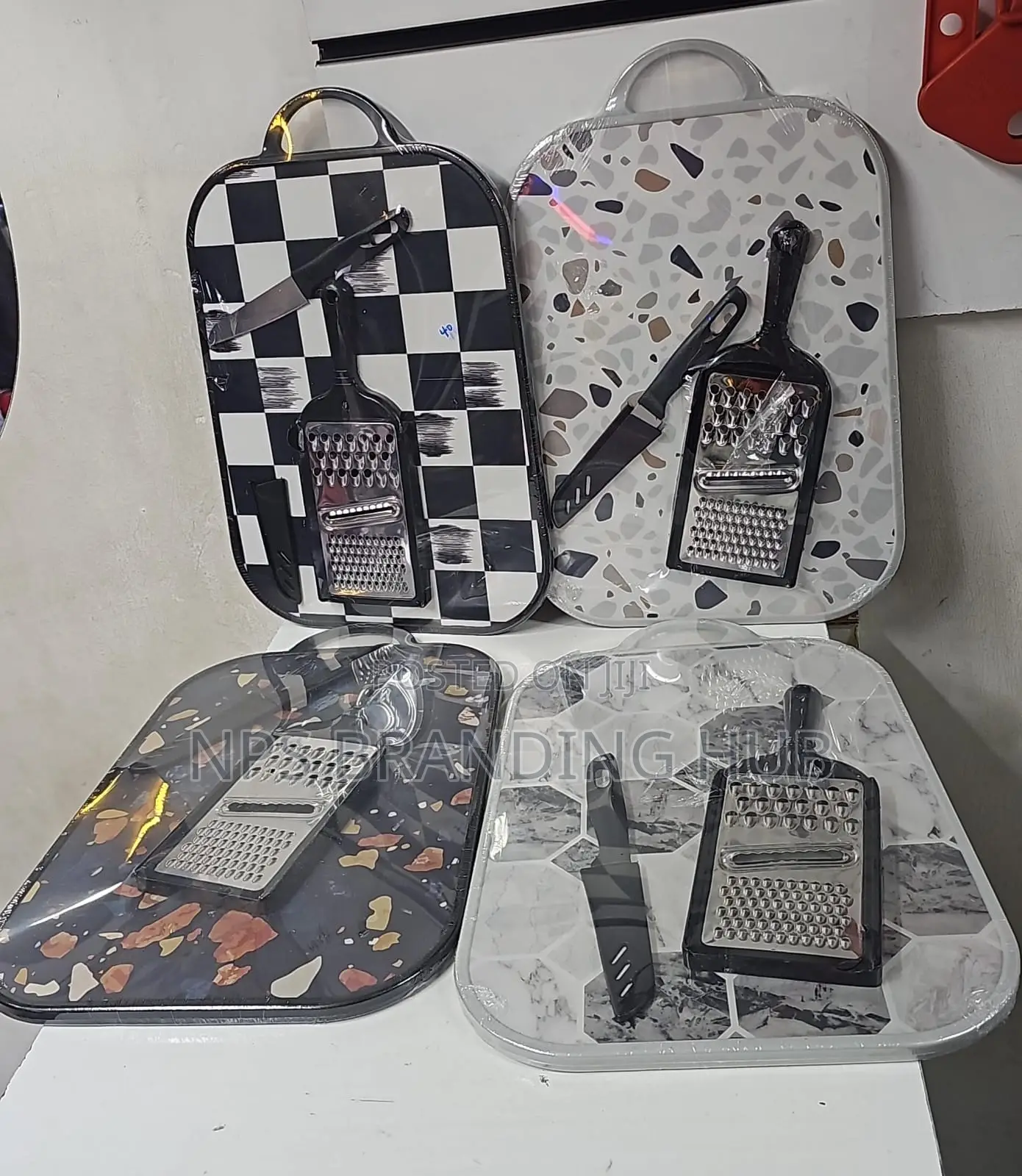 Cutting Board Set 37x24 Cm With Knife and Grater (Hbc