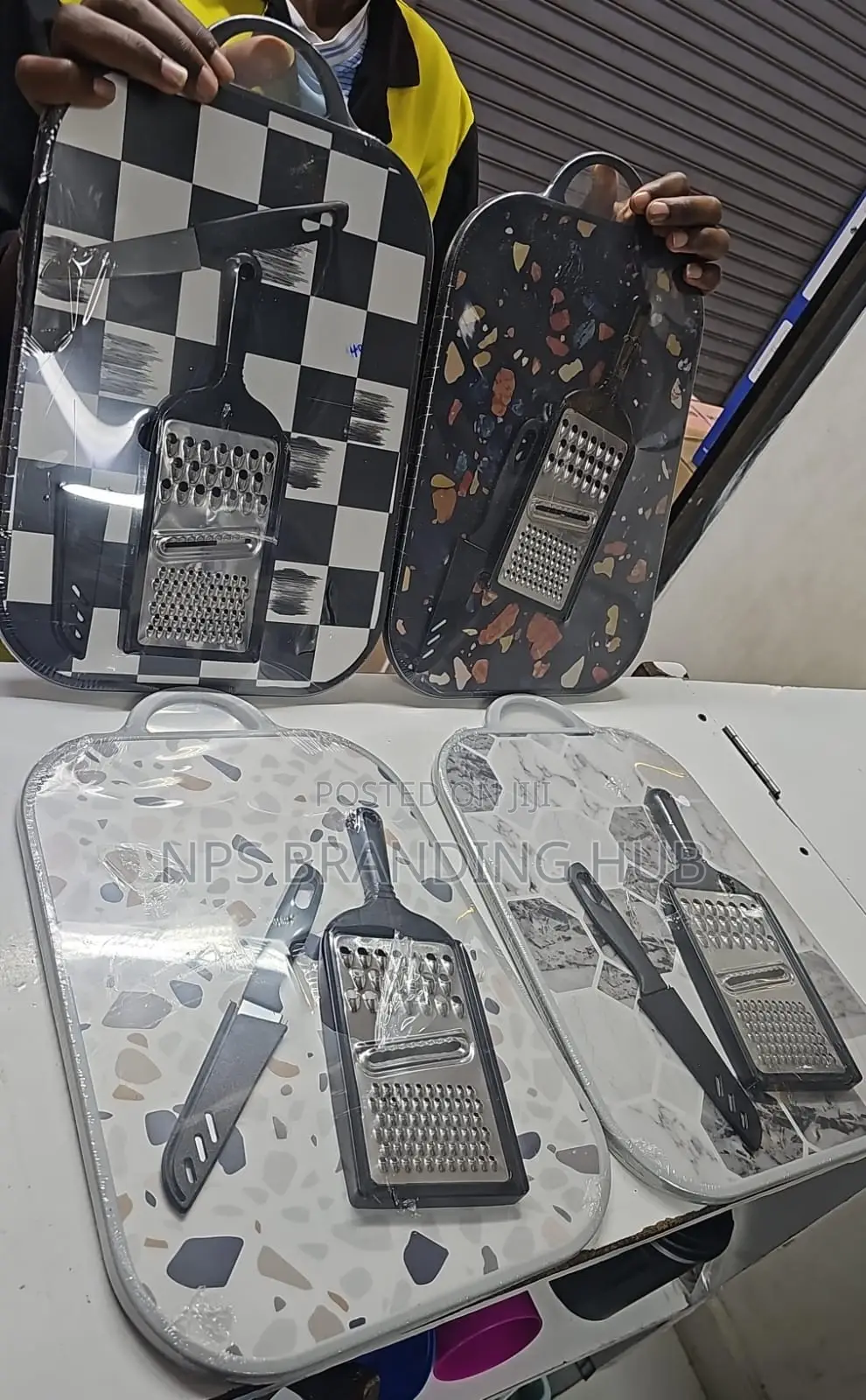 Cutting Board Set 37x24 Cm With Knife and Grater (Hbc