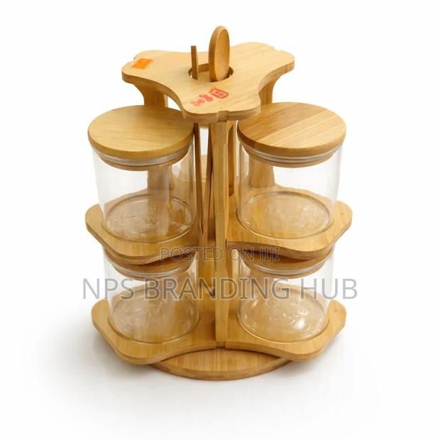 Rotating Jar Set 6pcs Glass Storage (Hbc - thumbnail 3