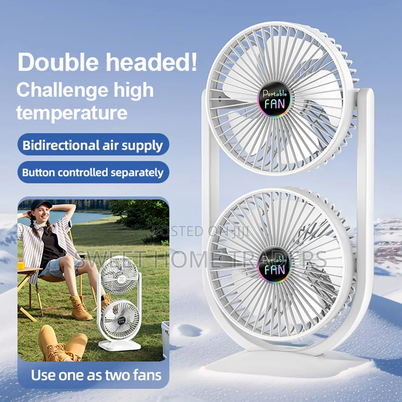 2 in 1 Portable Fan 3 Speed