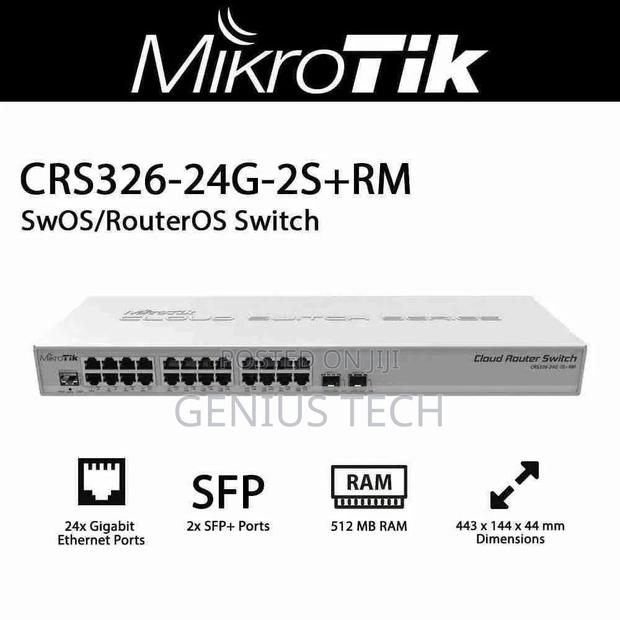 Mikrotik Crs326-24g-2s+Rm Managed Gigabit Switch–24 Ports +2x 10g Sfp+