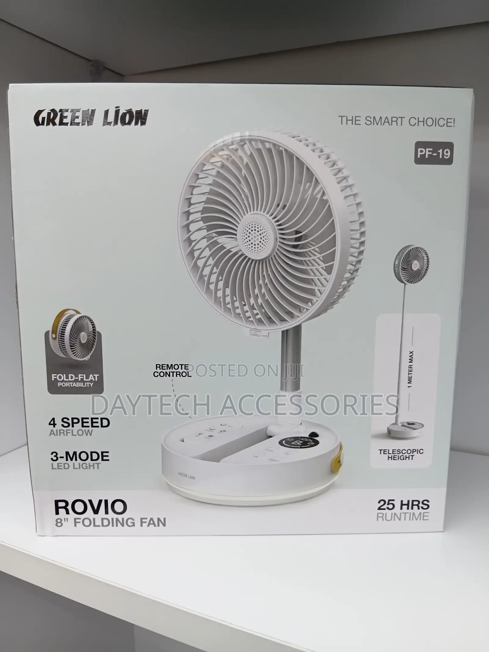 The Green Lion Rovio Folding Fan With 7200mah Rechargeable Battery