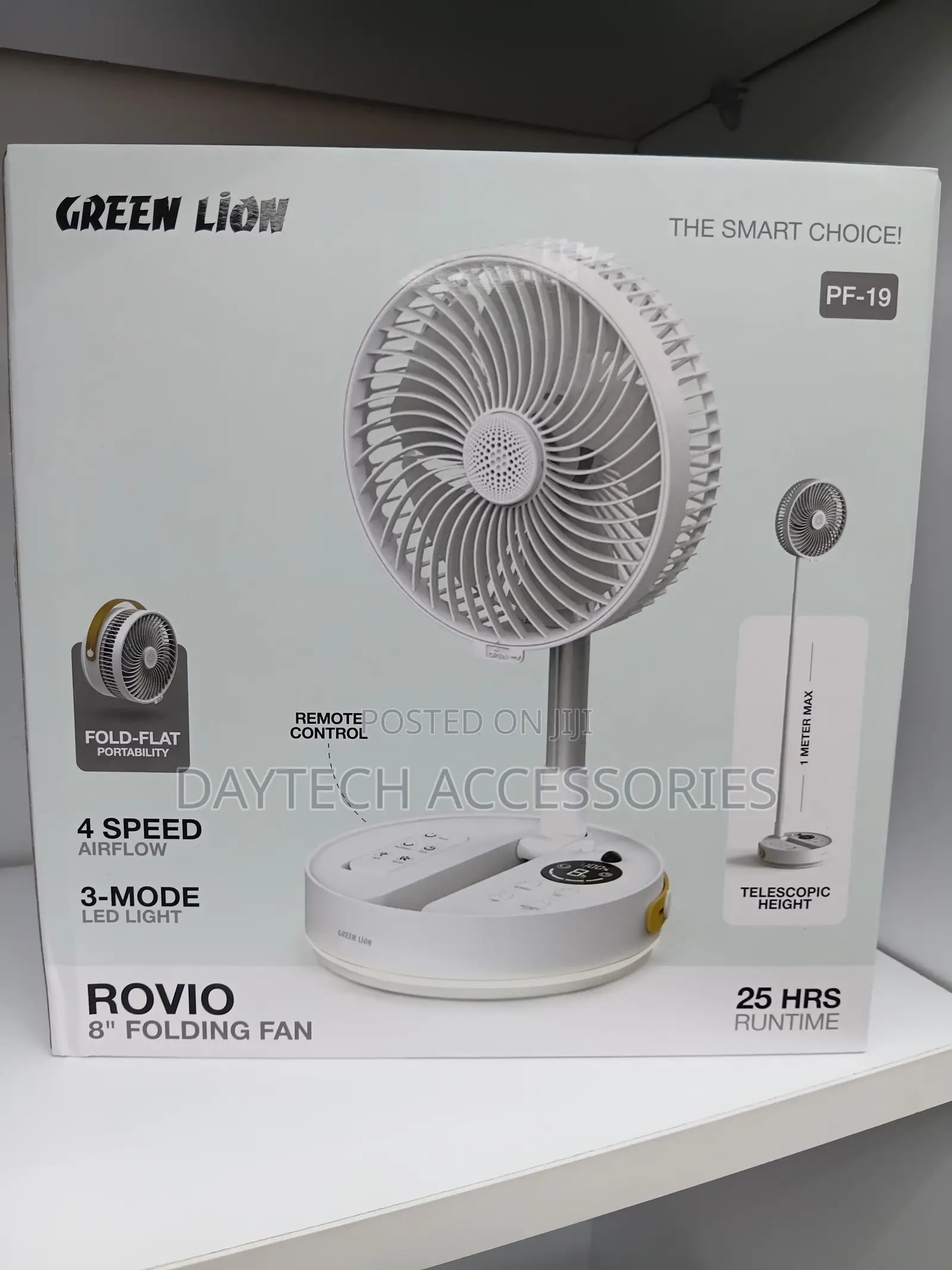 The Green Lion Rovio Folding Fan With 7200mah Rechargeable Battery
