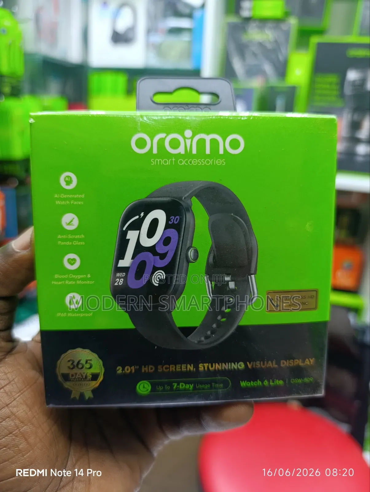 Oraimo Watch 6 Lite 2.01'' Smart Watch With Cool Ui Interface