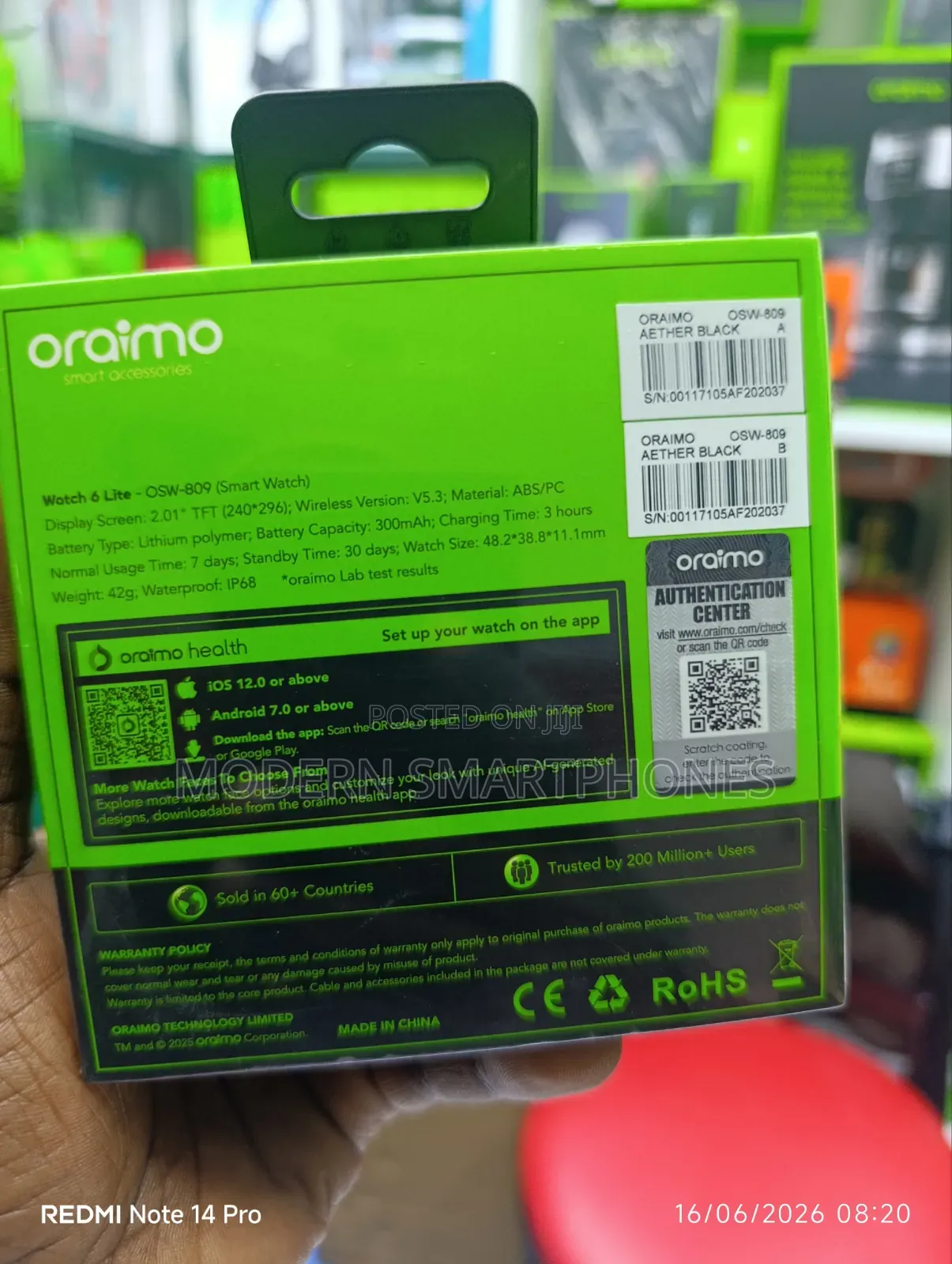 Oraimo Watch 6 Lite 2.01'' Smart Watch With Cool Ui Interface