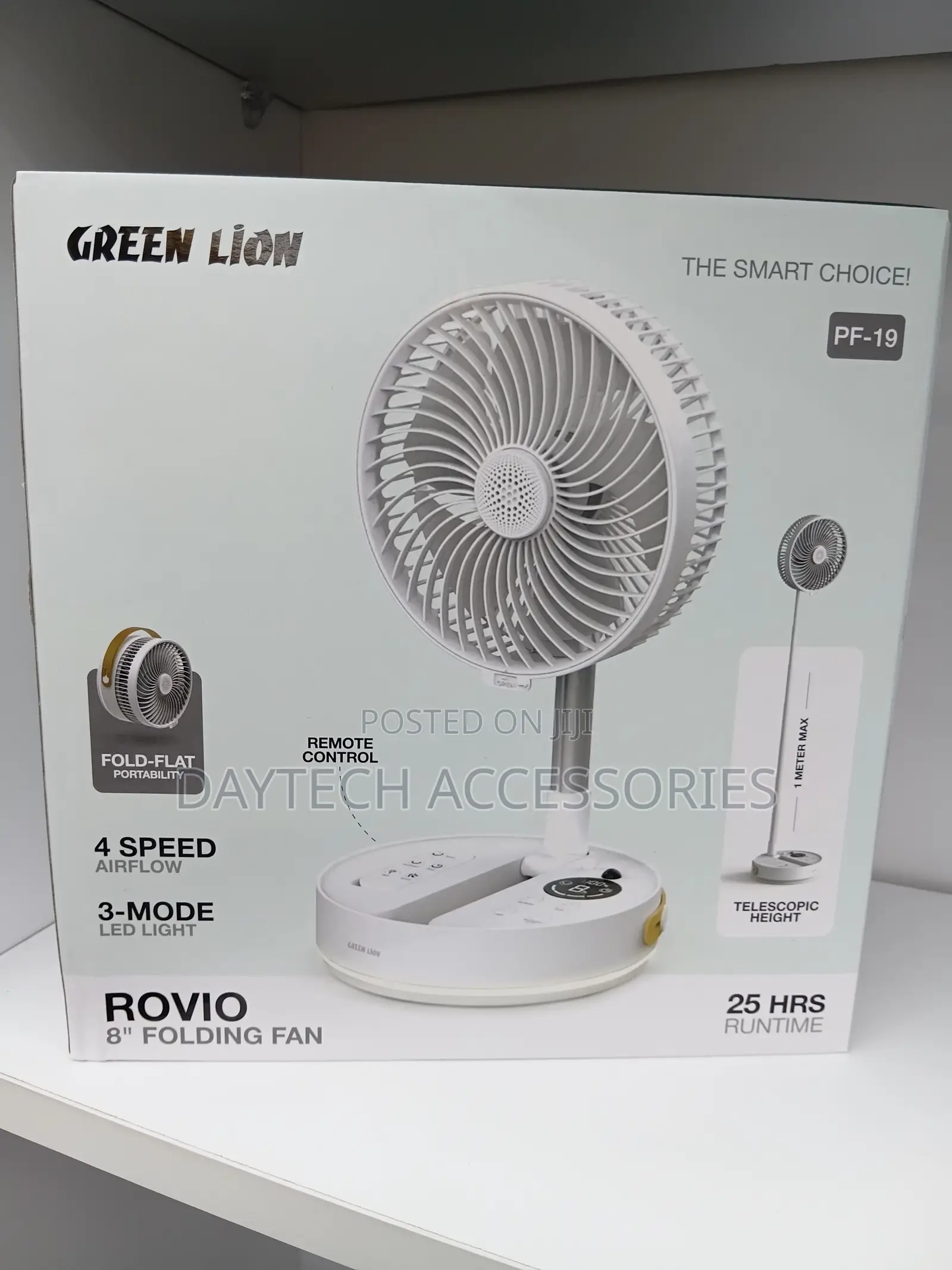 Green Lion Rovio 8" Folding Fan - White