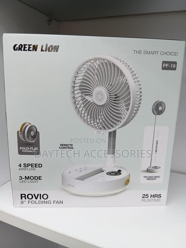 Green Lion Rovio 8" Folding Fan - White - main view
