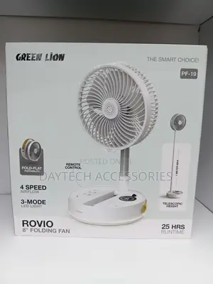 Green Lion Rovio 8" Folding Fan - White