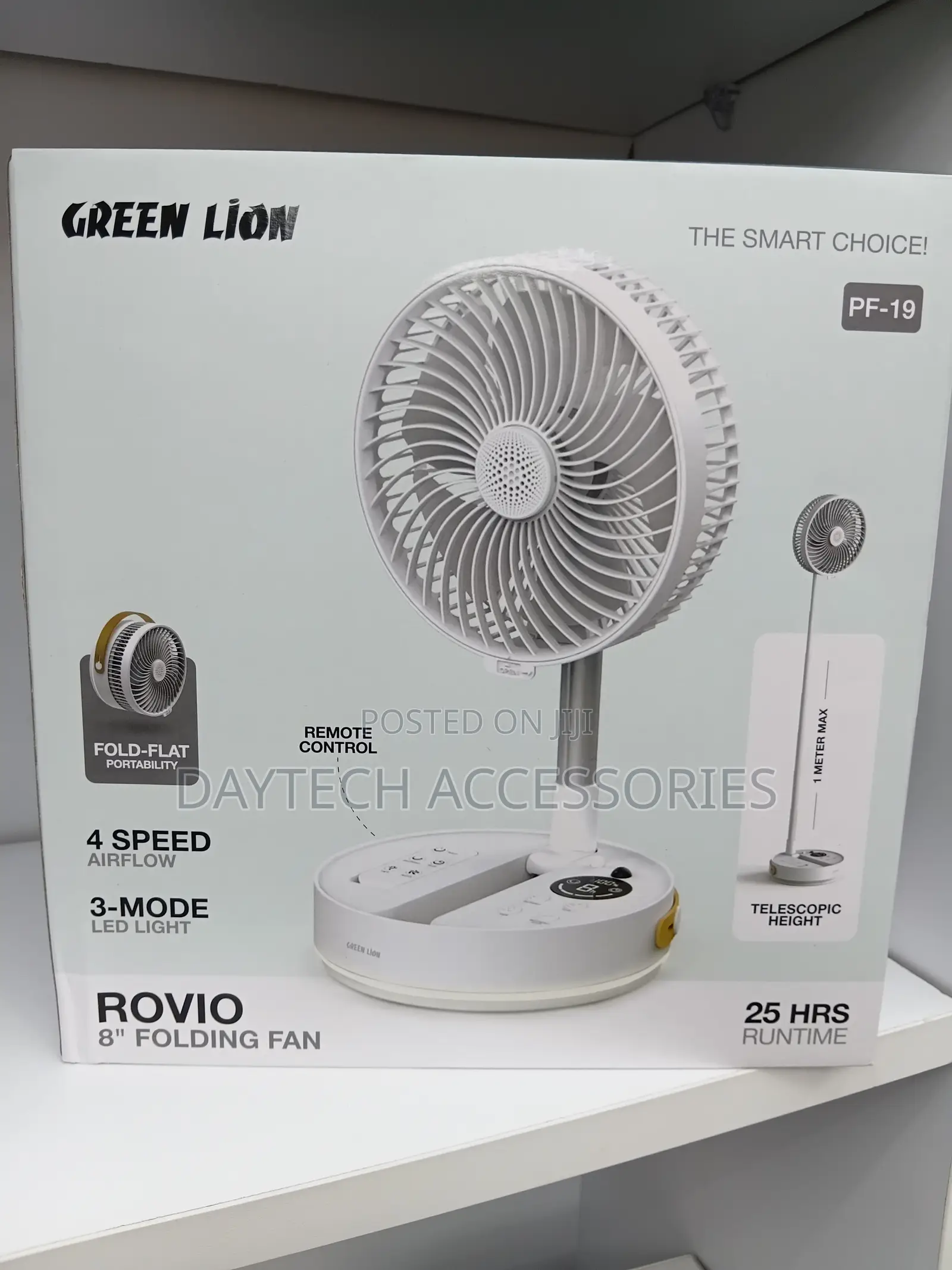 Green Lion Rovio 8" Folding Fan - White