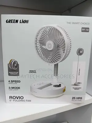 Green Lion Rovio 8" Folding Fan - White