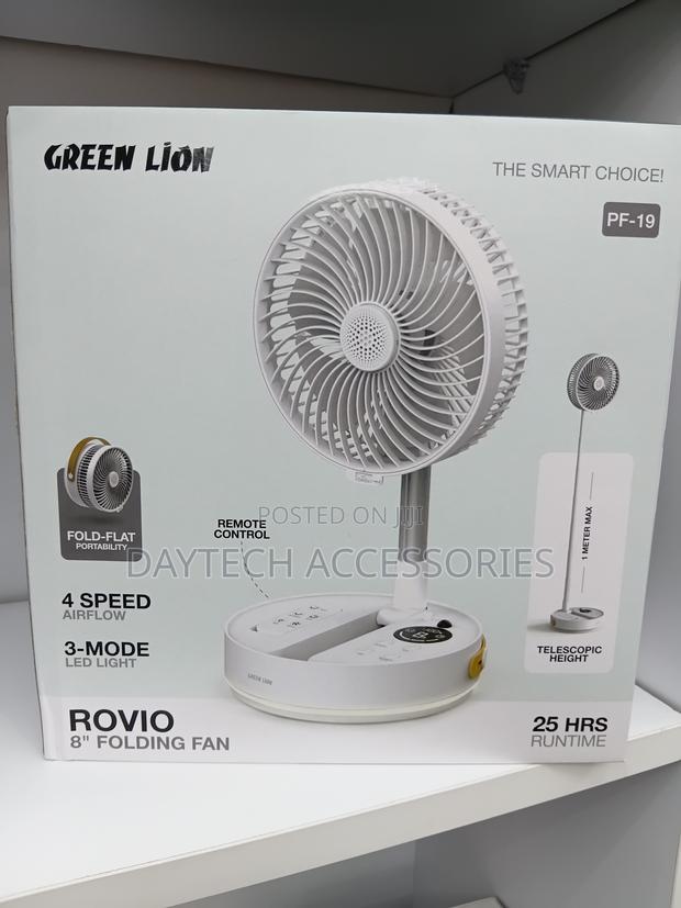 Green Lion Rovio 8" Folding Fan - White - thumbnail 2