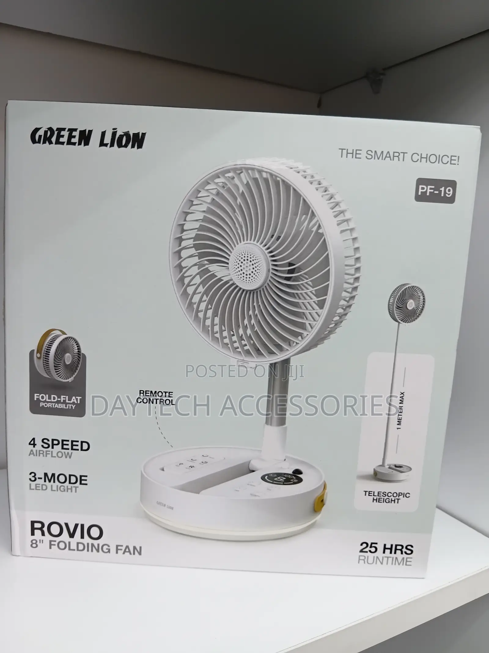 This Is a Green Lion Rovio 8" Folding Fan (Model Pf-19) in White