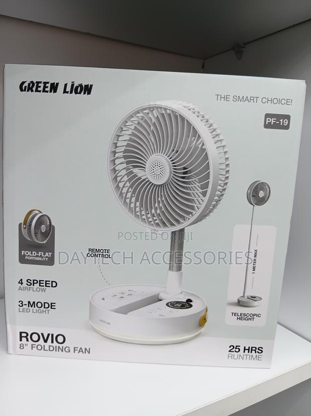 This Is a Green Lion Rovio 8" Folding Fan (Model Pf-19) in White