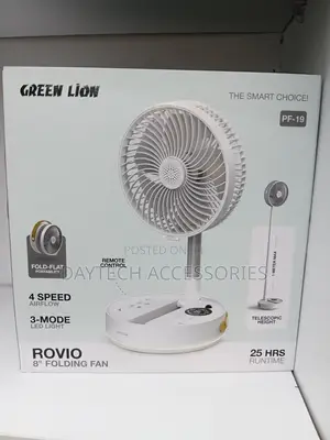 This Is a Green Lion Rovio 8" Folding Fan (Model Pf-19) in White