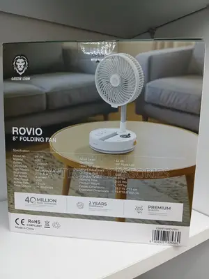This Is a Green Lion Rovio 8" Folding Fan (Model Pf-19) in White