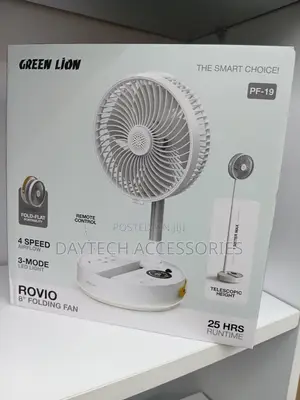This Is a Green Lion Rovio 8" Folding Fan (Model Pf-19) in White