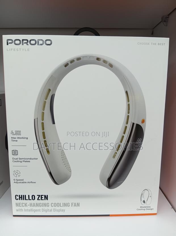 Porodo Lifestyle Chillo Zen Neck-Hanging Cooling Fan (Pd-LFCZN-Gy/Bk)