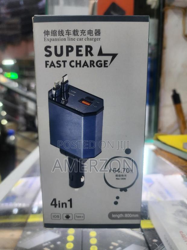 4-in-1 Retractable Car Charger With a Reported Maximum Power of 120w - thumbnail 2