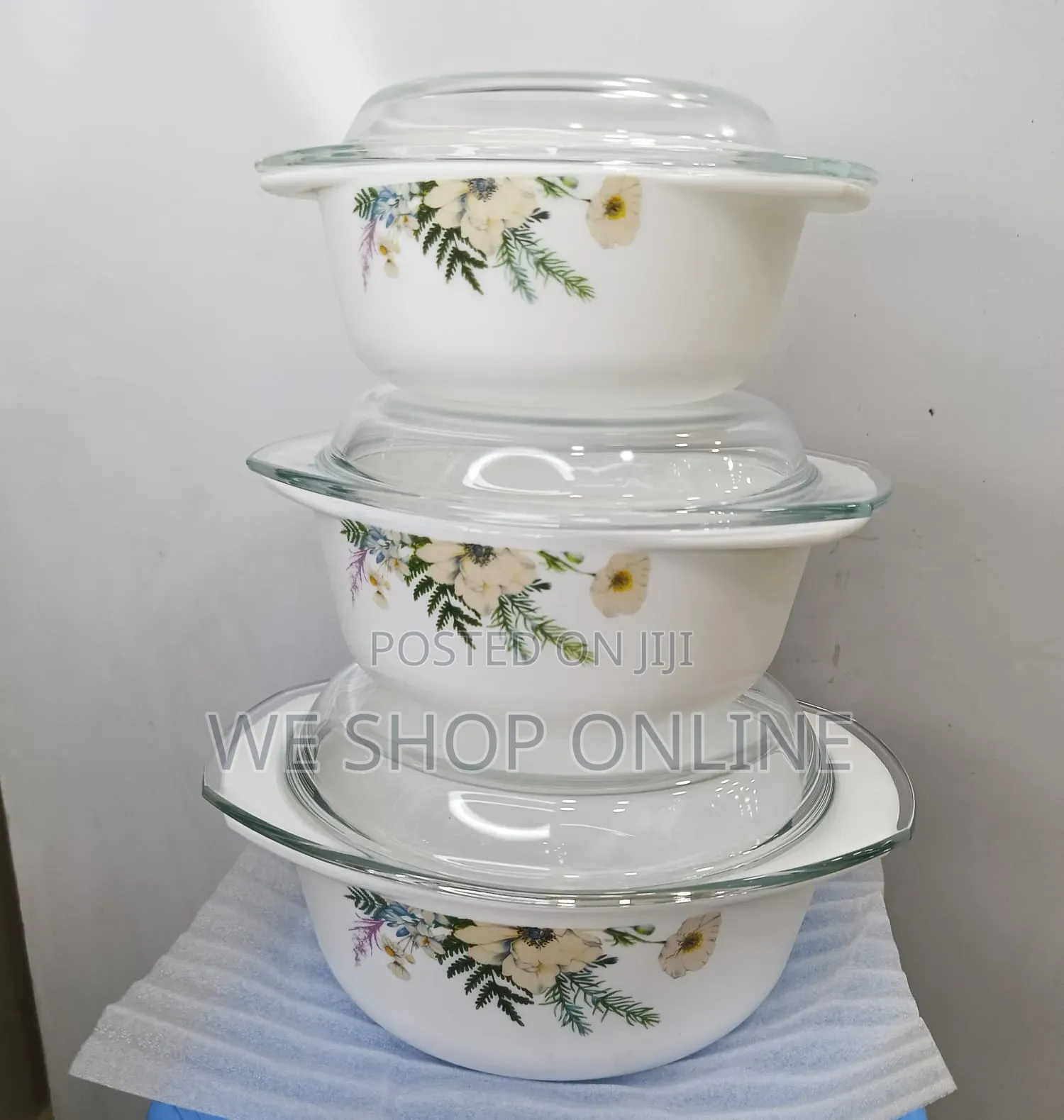 3 Piece Glass Casserole Serving Bowl Set