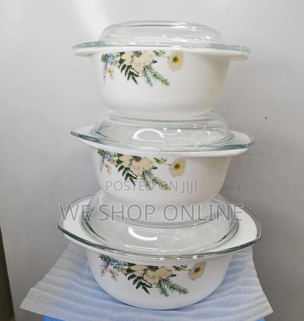 3 Piece Glass Casserole Serving Bowl Set