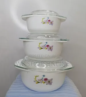 3 Piece Glass Casserole Serving Bowl Set