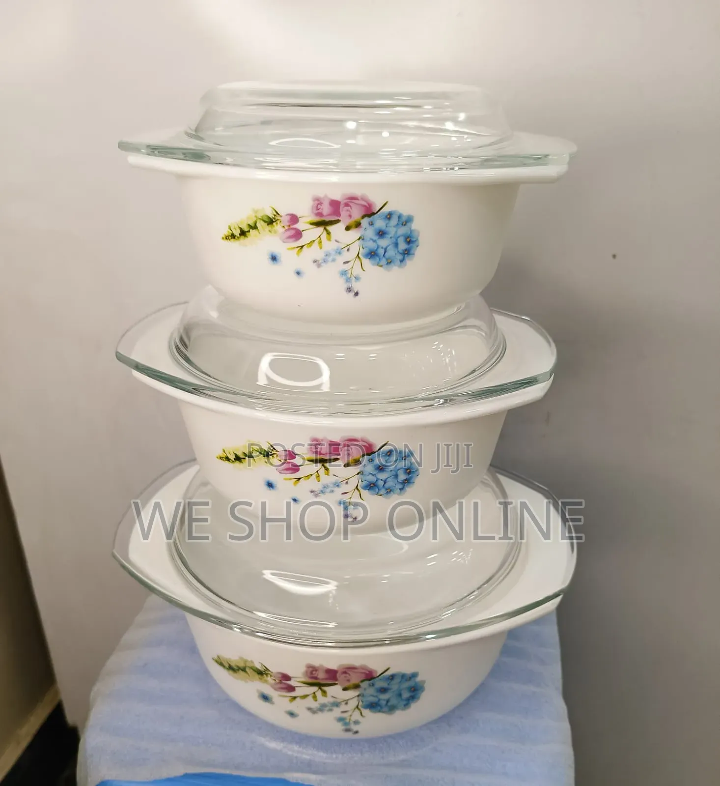 3 Piece Glass Casserole Serving Bowl Set