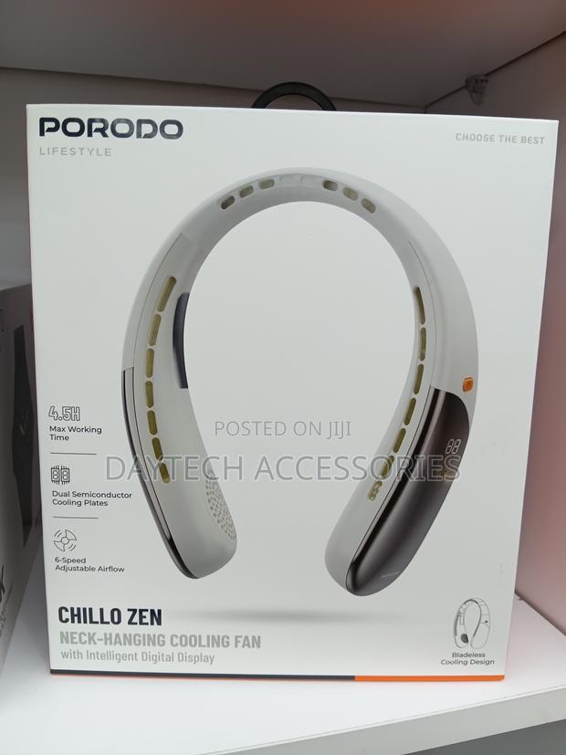 Porodo Portable Neck Fan Bladeless Led Displayed Personal Fans.