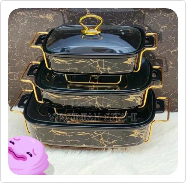3pcs Black Gold Ceramic Chaffing Dish