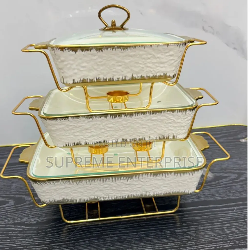 3pcs Ceramic Chaffing Dish/ Chaffing Dishes