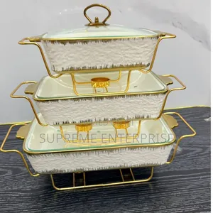 3pcs Ceramic Chaffing Dish/ Chaffing Dishes