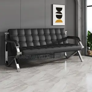 Black Leather 3+1+1 Office Sofa
